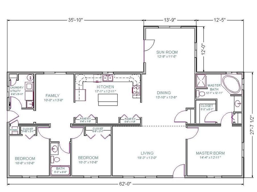 Spokane 1904 Square Foot Ranch Floor Plan